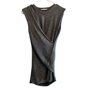 T Alexander Wang Faux Wrap Blouse Silver Gray Sleeveless Rayon Size XS